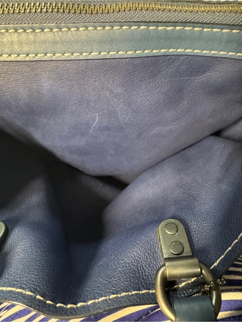 Coach Rogue 30 1941 Navy Blue Suede Satchel with Leather Trim - Picture 9 of 16